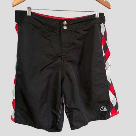 Quiksilver Men's Black/Red/White Summer Casual Swim Boardshorts - Picture 1 of 13